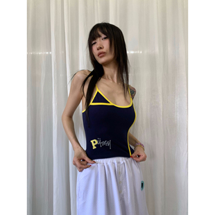 FOURFORTY   PUS*Y美式校园辣妹撞色吊带背心