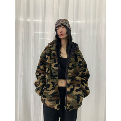 FOURFORTY 熊猫迷彩摇粒绒 宽松棉服