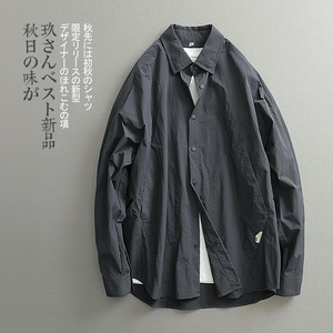 【见川】秋季日系户外露营风 cityboy阔版防水宽松衬衫 男