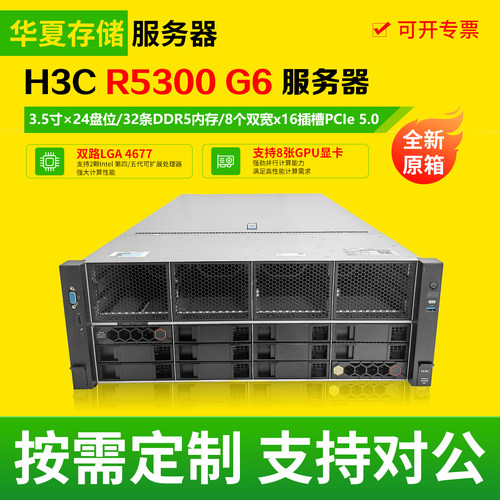 全新H3C R5300 G6 4U准系统至强双路存储服务器算力机支持A100GPU