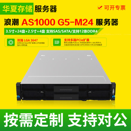 浪潮AS1000 G5-M24 2U机架式准系统二手混合存储服务器工作站主机