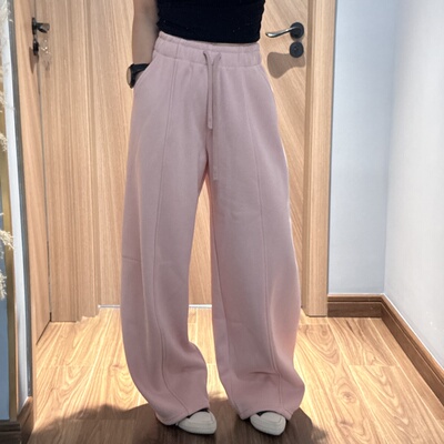 DY2182冬季厚绒2025新款抽绳松紧腰宽松加绒阔腿弯刀休闲卫裤女SW