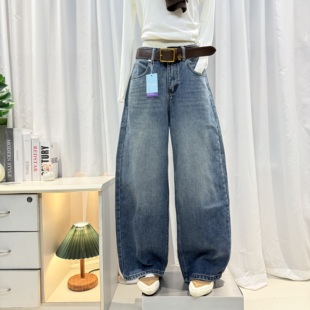 2025 冬复合绒软牛仔 新品 美式 JEANS 无弹牛仔蓝弯刀牛仔裤 D882