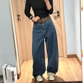 弯刀牛仔裤 特价 复合厚绒新款 高腰宽松无弹美式 JEANS W011冬季