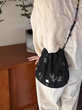 古风汉元素旗袍好搭配包包复古锦囊收口小众编织串珠斜挎布包汉包