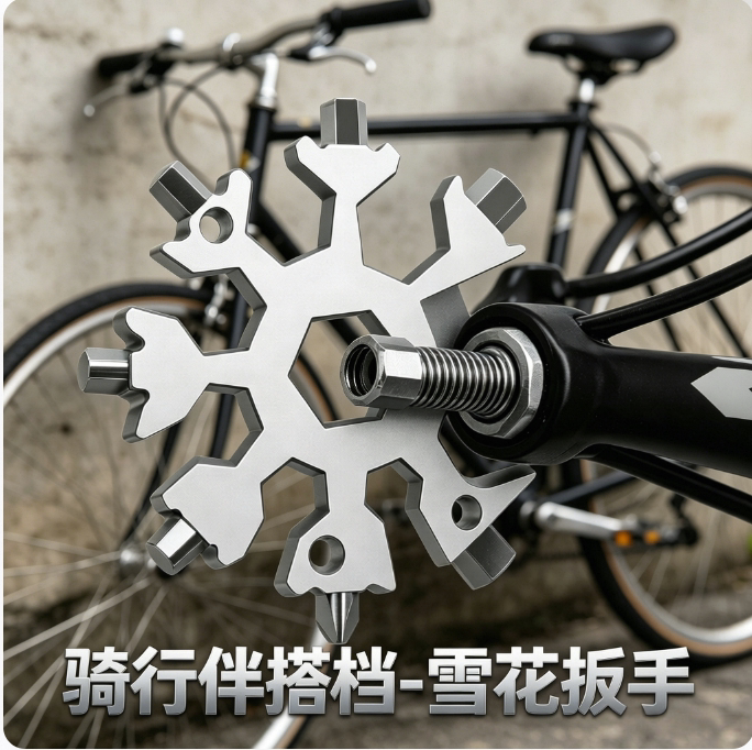 多功能雪花扳手钥匙扣便携