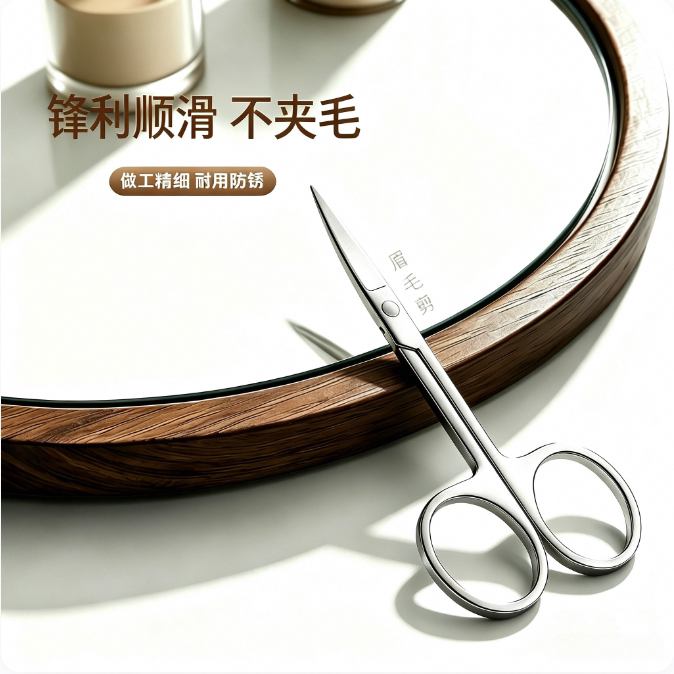 修眉剪刀眉毛鼻毛修剪器不锈钢