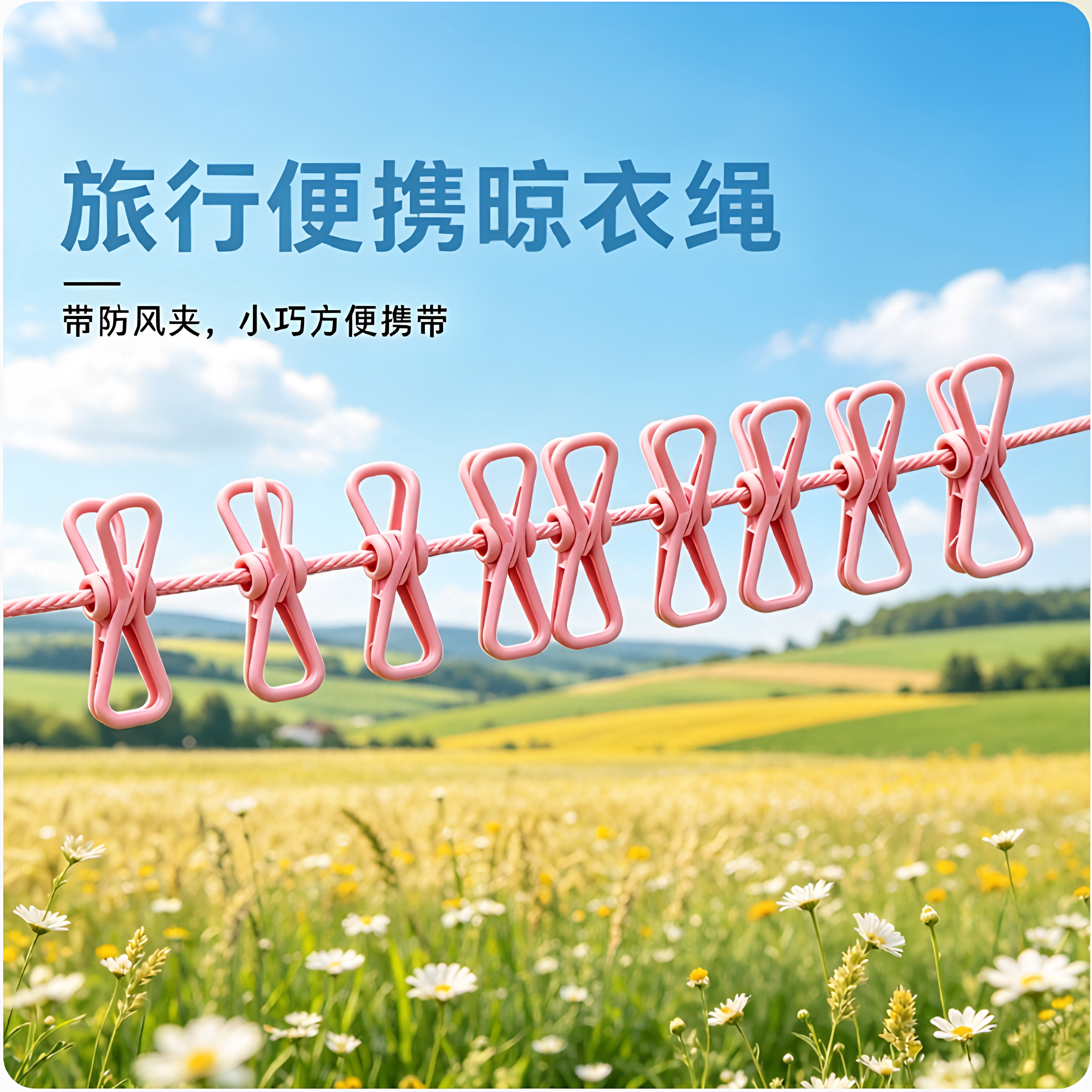 旅行便携晾衣绳酒店晾衣服神器旅游出差挂衣绳弹力带夹子便携衣架