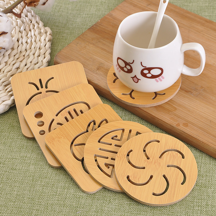 镂空卡通木质杯垫厨房餐桌垫防烫