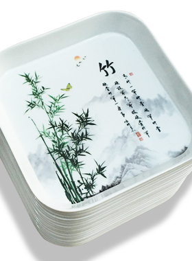 吐骨头盘碟装骨头小碟子骨碟方形餐桌垃圾盘渣盘塑料6寸盘子定制