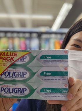 现货美国代购POLIGRIP保丽净活动假牙粘合剂义齿稳固剂粘合膏绿盒