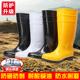 春秋防砸防刺防撞钢头钢底牛筋防水雨靴雨鞋 白色食品安全靴工矿靴