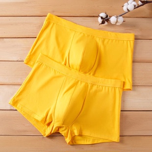 内裤 纯纯色平角黄内裤 棉短裤 男裤 男士 衩透气棉内裤 头 清仓捡漏