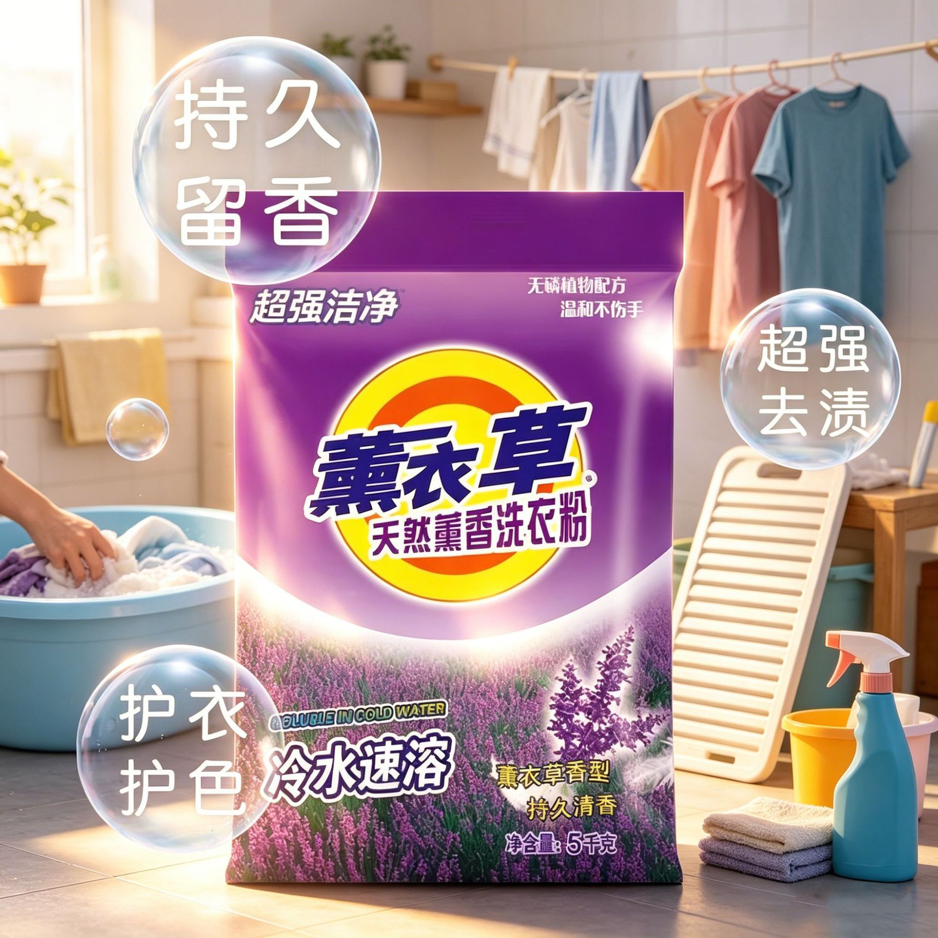 薰衣草香洗衣粉10斤袋装香味持久去渍小苏打实惠家用持久留香