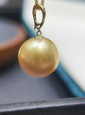 【六月粉丝专享】万能扣G18k黄金海水珍珠13-14mm 送银链