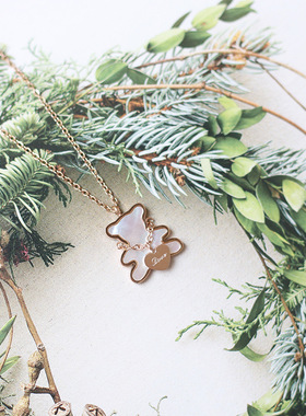 love森系爱心天然贝母钛钢锁骨链