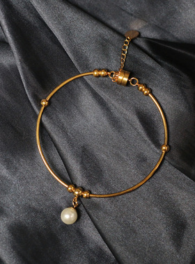 唯美风磁铁吸扣钛钢18K金手环