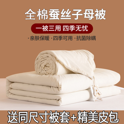 a类蚕丝被100桑蚕丝二合一子母被