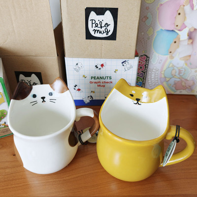 正版decole猫咪柴犬陶瓷杯水杯