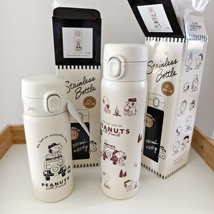 日本采购kamio花生村snoopy奥拉夫可爱不锈钢弹跳盖保温杯 现货