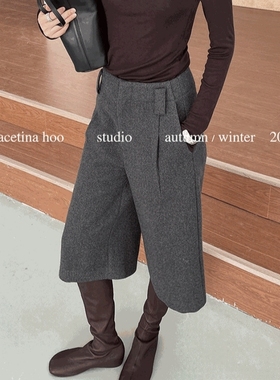 GRACETINA HOO｜法式简约高智感通勤｜羊毛呢A字西装阔腿裤女秋冬