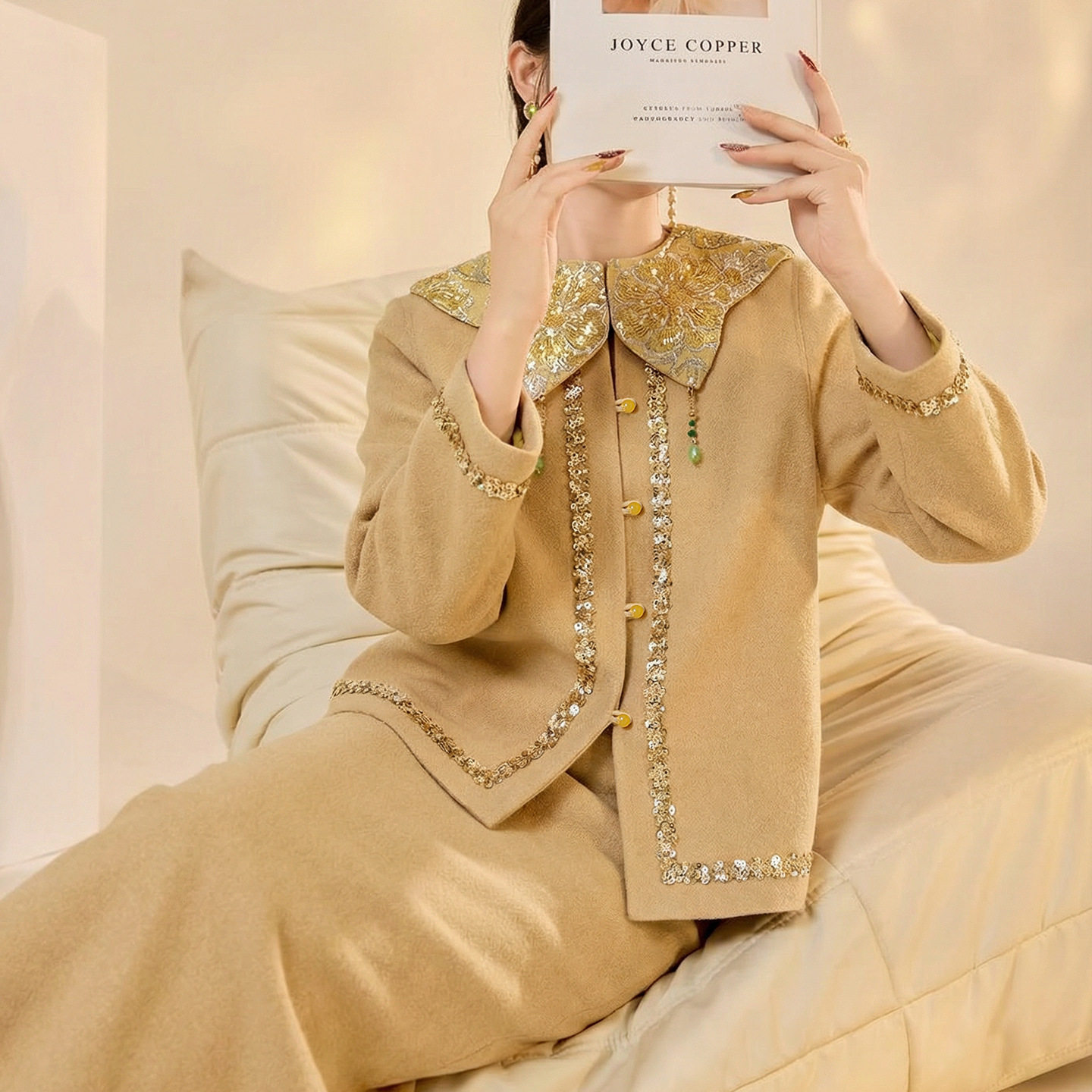 MID｜香风高级感｜国风新中式｜刺绣云肩&圆领外套&半裙女春秋冬,女装/女士精品,休闲运动套装,淘宝优惠券,粉丝福利购,淘宝优惠卷