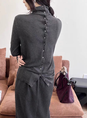 GRACETINA HOO｜简约高智感通勤｜羊毛高领毛衣开衫(两穿)女秋冬