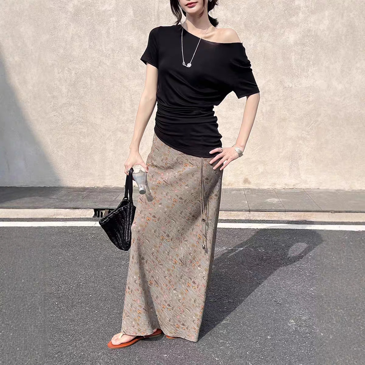 GRACETINA HOO｜法式老钱高级感通勤｜碎花系带修身半身裙女春夏
