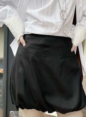 GRACETINA HOO｜秋上新｜休闲时尚通勤｜爽滑天丝立裁花苞短裙女