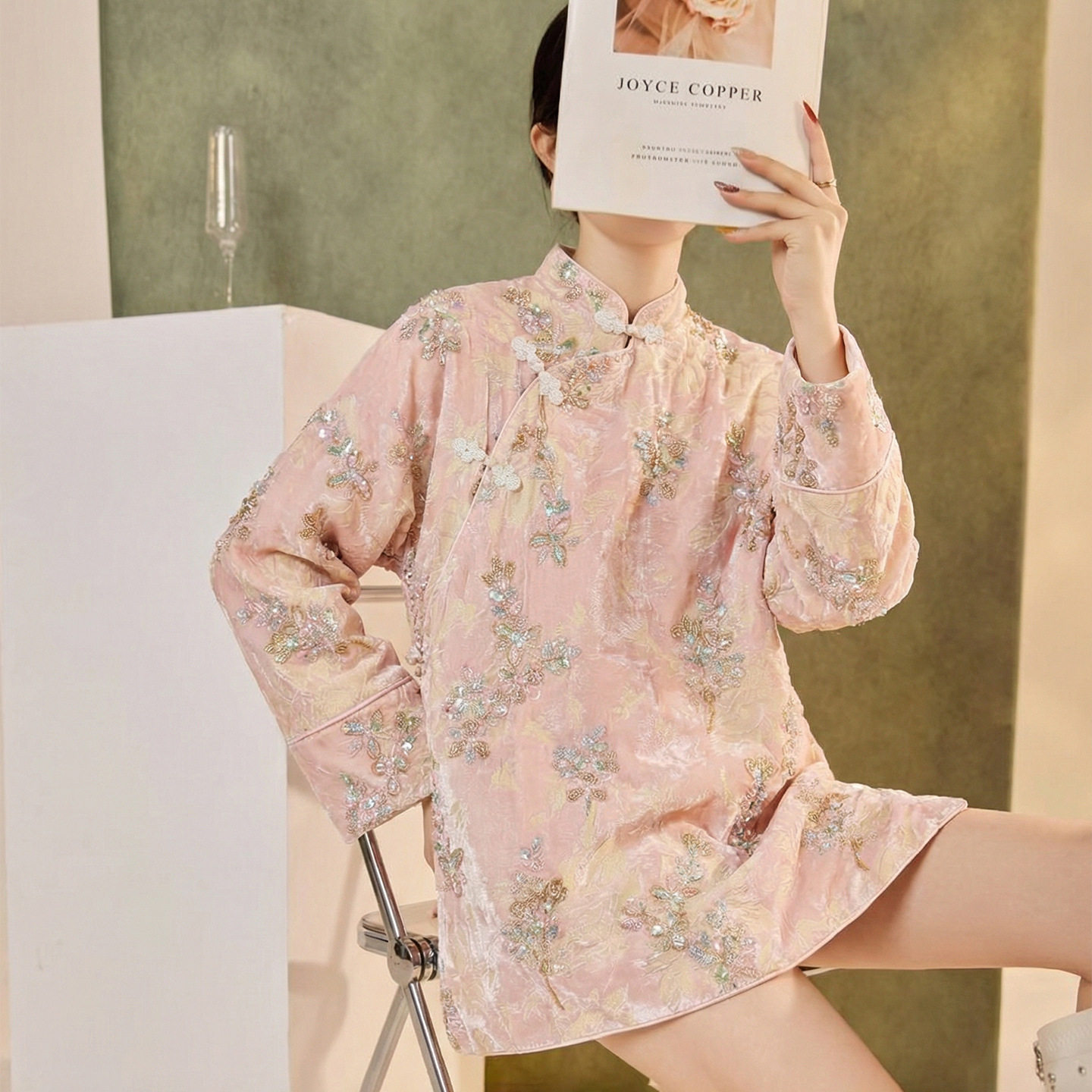 MID｜新年春节｜国风新中式｜珠绣提花加绒短款旗袍连衣裙女春秋,女装/女士精品,连衣裙,淘宝优惠券,粉丝福利购,淘宝优惠卷