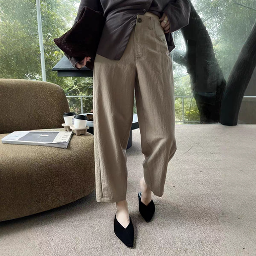 GRACETINA HOO｜法式简约高智感通勤｜羊毛天丝茧型九分裤女早秋