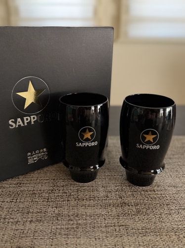 实拍全新带原装盒日本SAPPORO三宝乐黑标超限定陶瓷对杯仅一对