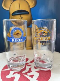 全新日本KIRIN麒麟啤酒杯两色款生啤酒杯扎啤杯
