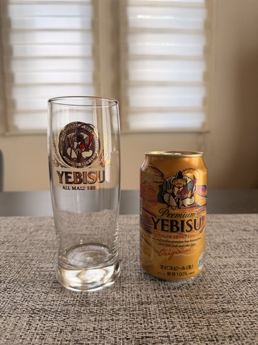 现货实拍镀金复古标 日本YEBISU惠比寿啤酒杯稀有