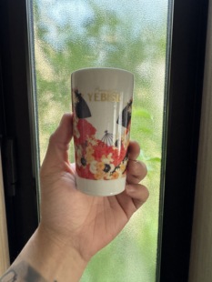 超限惠比寿日本产陶瓷杯水杯啤酒杯中古款全新带盒