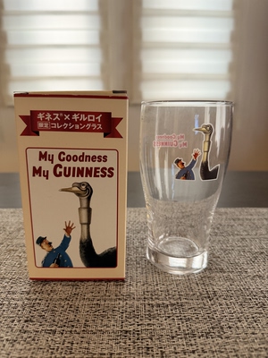 现m实拍日本GUINNESS健力士ギルロイ联名限量玻璃酒杯啤酒杯稀有