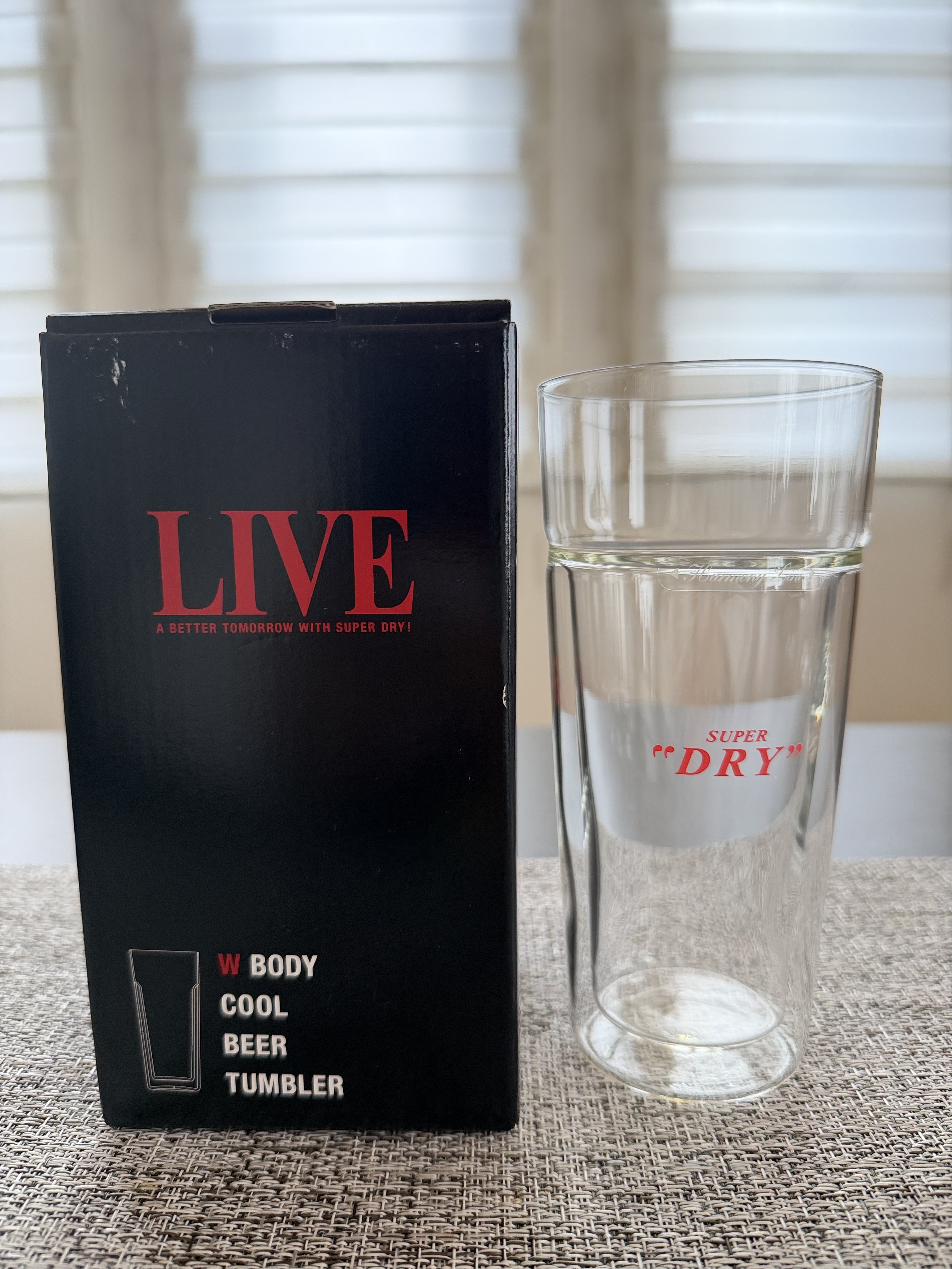 极稀少新货日本进口朝日限定live版SUPER DRY双层玻璃杯啤酒杯
