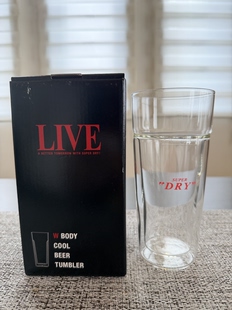 国现极稀少日本进口朝日限定live版SUPER DRY双层玻璃杯啤酒杯