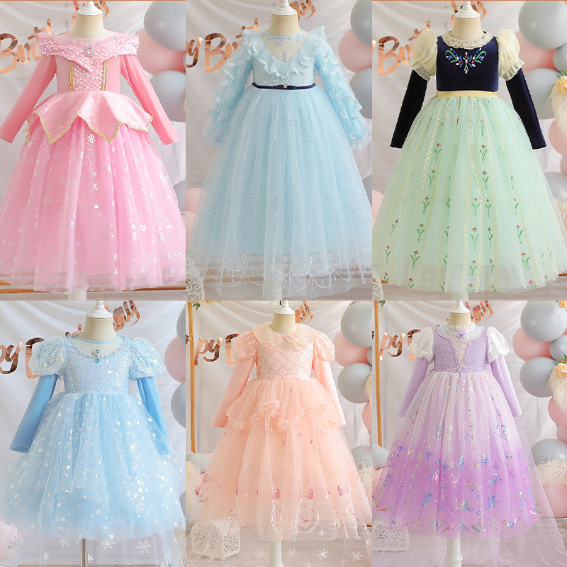 迪士尼冰雪奇缘爱洛公主裙秋冬新