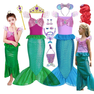 Ariel爱丽儿公主裙女孩cos儿童六一幼儿生日派对服装美人鱼连衣裙