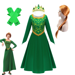 儿童动画电影怪物史瑞克Shrek菲奥娜公主cosplay女装万圣节连衣裙