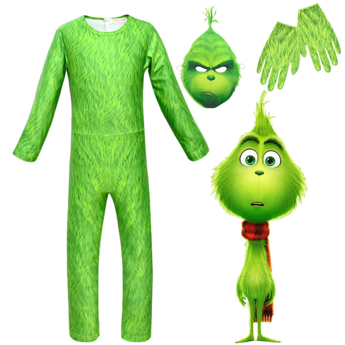 绿色/亲子cosplay绿毛怪格林奇TheGrinch儿童/成人连体哈衣表演服