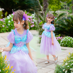 美人鱼公主裙迪士尼六一儿童节女童亮片连衣裙子宝宝演出表演礼服