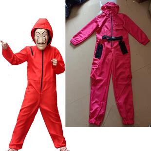纸钞屋cosplay服装dali达利面具红色连体衣万圣节二次元演出服