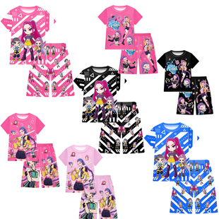 鲁米佐伊米拉黑金打歌动漫套装 儿童短袖 睡衣 POP猎魔女团cos服