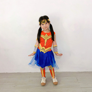神奇女侠超级英雄服装cos儿童舞台演出女童超人孩子动漫连衣裙子