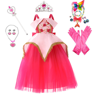 迪士尼女宝宝白雪公主裙女童爱洛睡美人冰雪艾莎公主蓬蓬裙子礼服