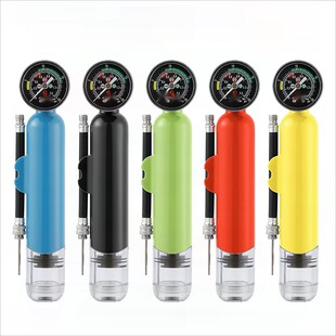 双向带气压表盘打气筒迷你便携式通用打气筒多功能篮球玩具打气筒