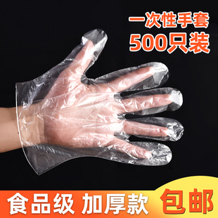 一次性手套家用塑料透明5包共500只装厨房食品餐饮卫生吃龙虾手套