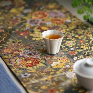 西阵织茶席织锦茶垫真丝茶几垫茶艺礼品精致织金织银茶旗正绢桌旗